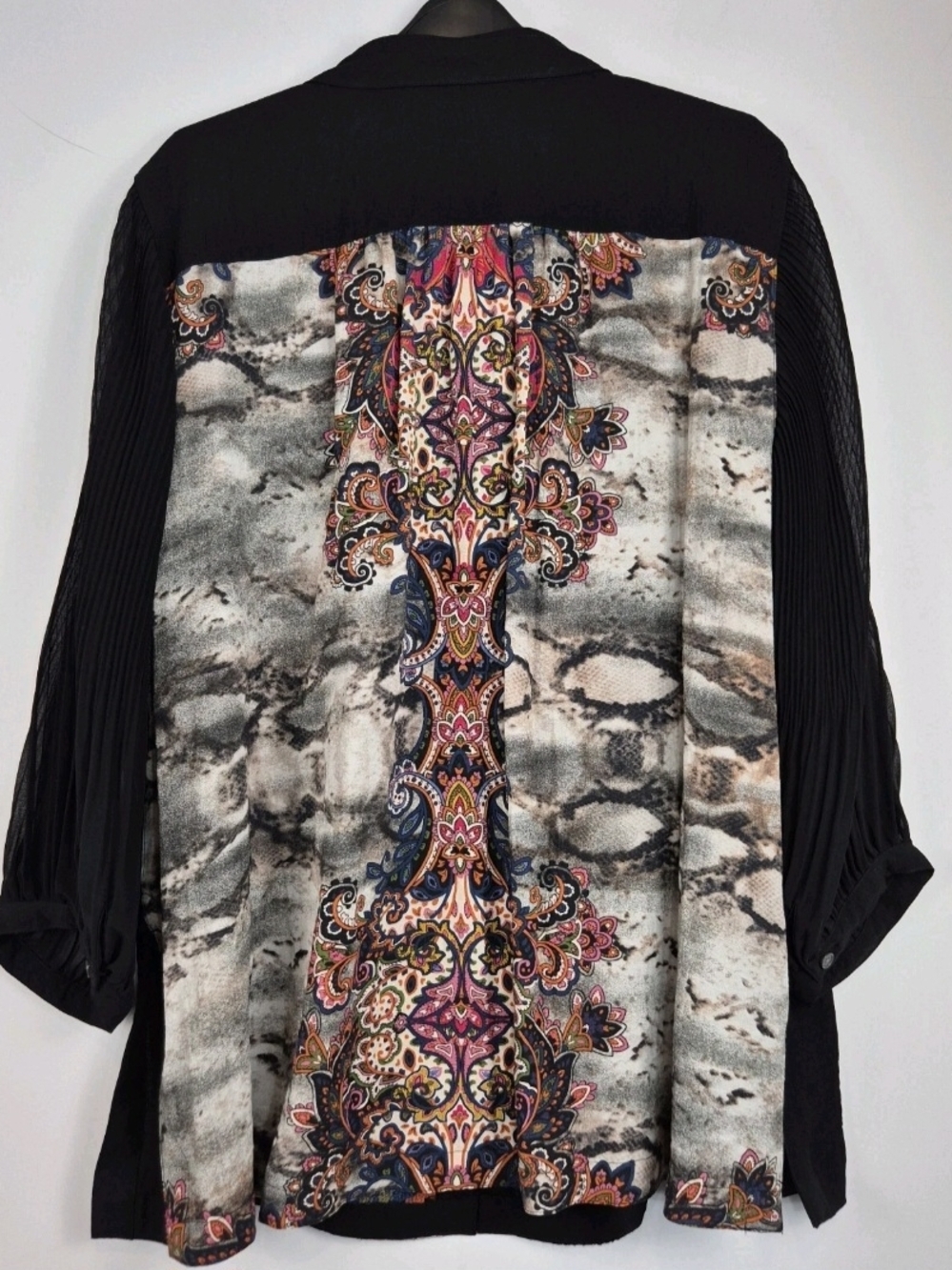 John Mark Women's Size PXL Crochet Button Up Shirt Tunic Black Long Sleeve 25 - Picture 7 of 14